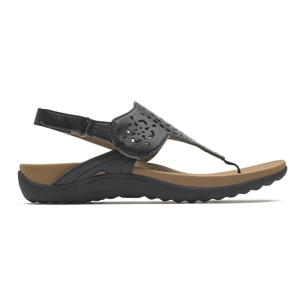 Rockport Womens Ridge Circle Cutout Thong - Sandals Black - OPQ857349